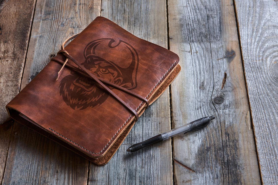 Leather laser-engraved pocket book cover