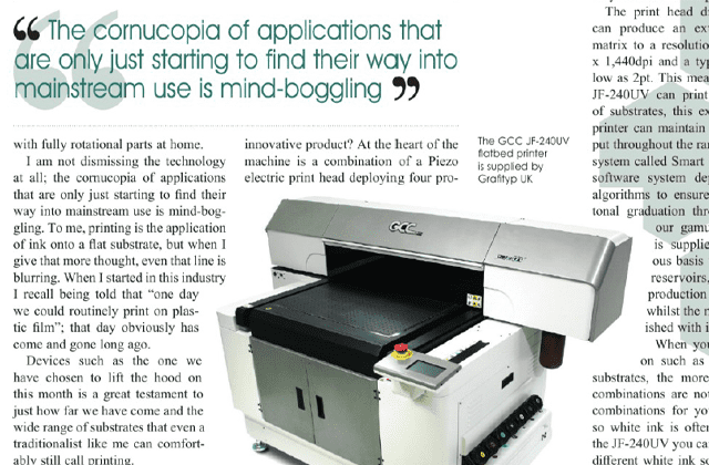 GCC JF-240UV Product Review in SignLink Magazine